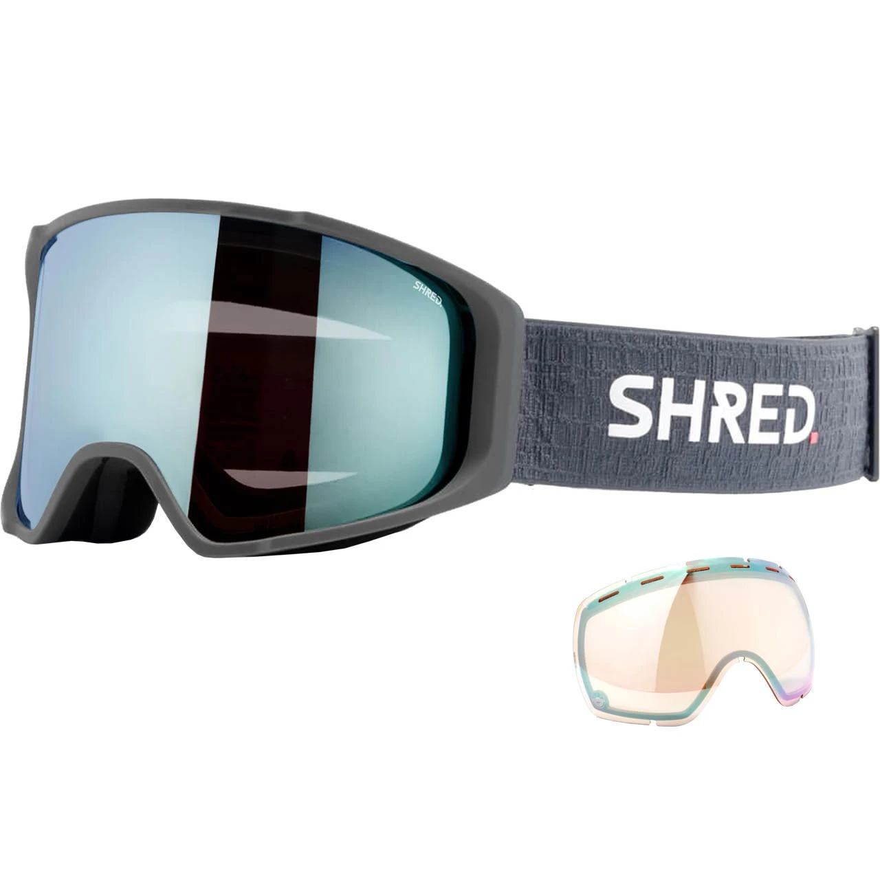 Shred Simplify Grey CBL 2.0 Deep Blue Mirror + Reserve Lens 1 Shred Simplify Grey CBL 2.0 Deep Blue Mirror + Reserve Lens